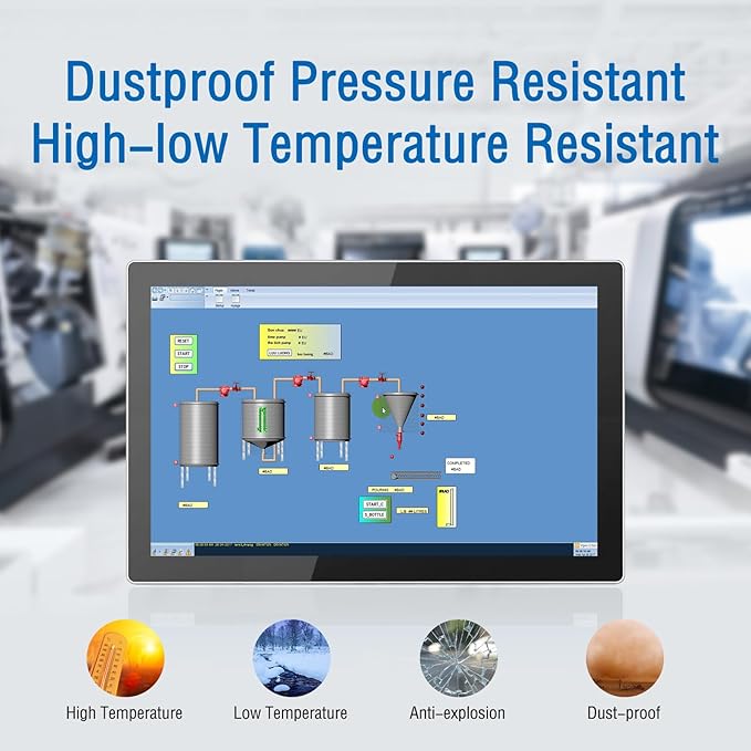 GreenTouch 10.1 Inch Industrial Embedded Interactive Touchscreen Monitor Capacitive Multi-Touch Screen Display with Front IP65 Water-Proof - 1280 x 800 Resolution