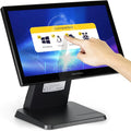 Volcora 15.6 Black LED Touch Screen Monitor with Metal Stand - Backlit 1366 * 768 with VGA HDMI Connection for Small Business Restaurant Office - No Driver Required (Not Compatible with macOS/iOS)