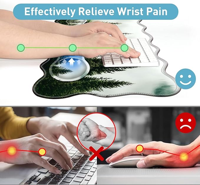 Large Mouse Pad and Keyboard Wrist Rest Desk Pad for Keyboard and Mouse 4-in-1 Large Gaming Mouse Pad with Wrist Support Desk Mat for Home Office Study Game-Forest