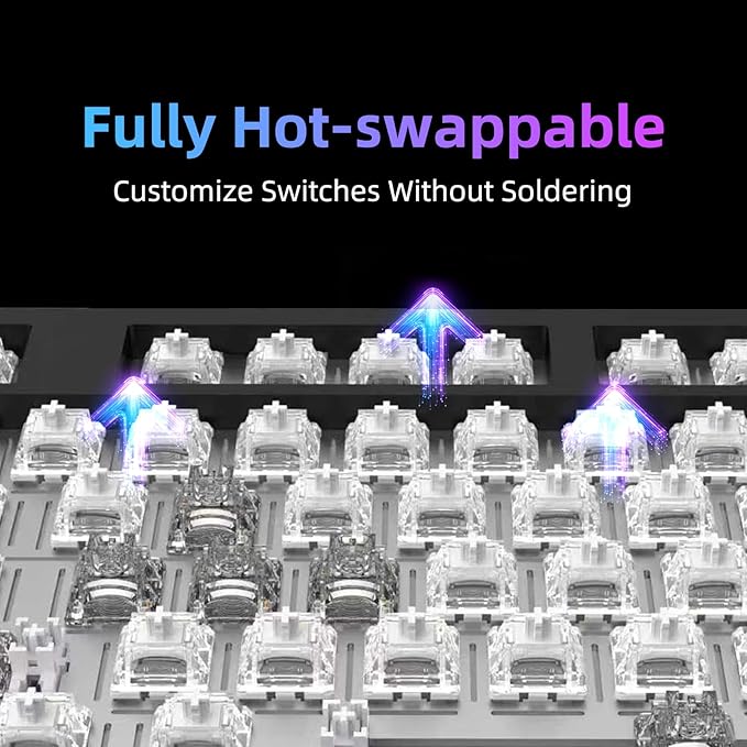 FE87 V2 Wired Mechanical Keyboard 8KHZ Polling Rate Support SODC/Latency As 0.125MSHot SwappableARGB Backlit Gaming Keyboard(White/Crystal Snow Switch)