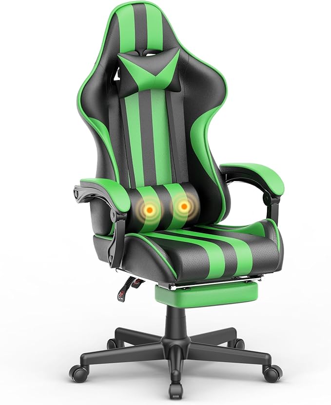 Ferghana Gaming Chairs with FootrestMassage Gamer ChairChristmasXmas GiftPC Game Chair for Adults Teens for Live Streaming Room