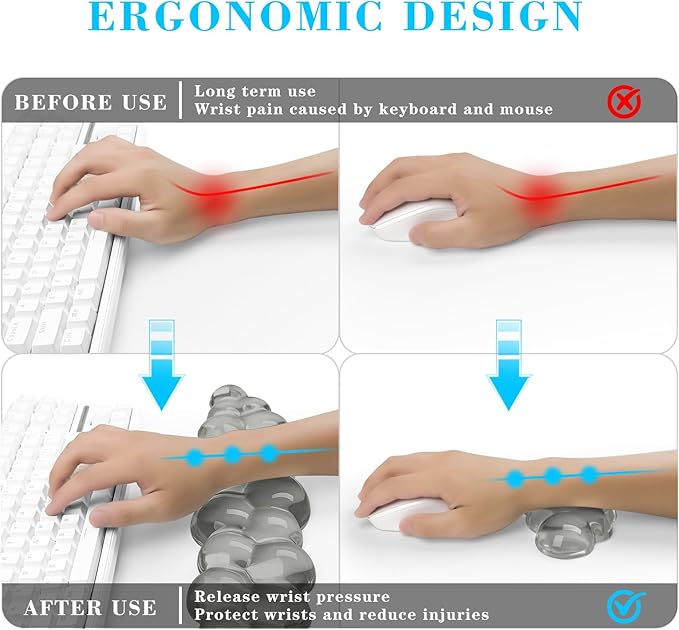 Gel Cloud Keyboard and Mouse Wrist Rest Cute Wrist Support and Arm Support Keyboard Rest for Keyboard and Mouse Typing Pain ReliefSuitable for Office/Computer/Laptop/Gaming (Gray)