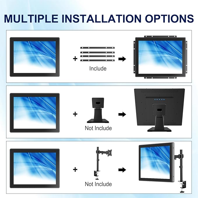 17 Inch Open Frame Design Touch Screen Monitor Display with VESA &amp Rear Mounting Bracket for Kiosk Industrial Automation Retail Self-Service