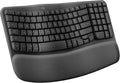 Logitech Wave Keys Wireless Ergonomic Keyboard with Cushioned Palm Rest Comfortable Natural Typing Easy-Switch Bluetooth Logi Bolt Receiver for Multi-OS Windows/Mac - Graphite