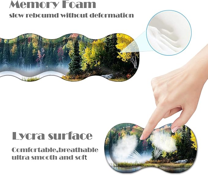 Ergonomic Keyboard Wrist Rest &amp Mouse Pad Wrist Rest SetXL Gaming Desk Mat 31.5x 11.8Non-Slip BaseMemory FoamEasy Typing Pain Relief for Office &amp HomeBird on Lake with Forest