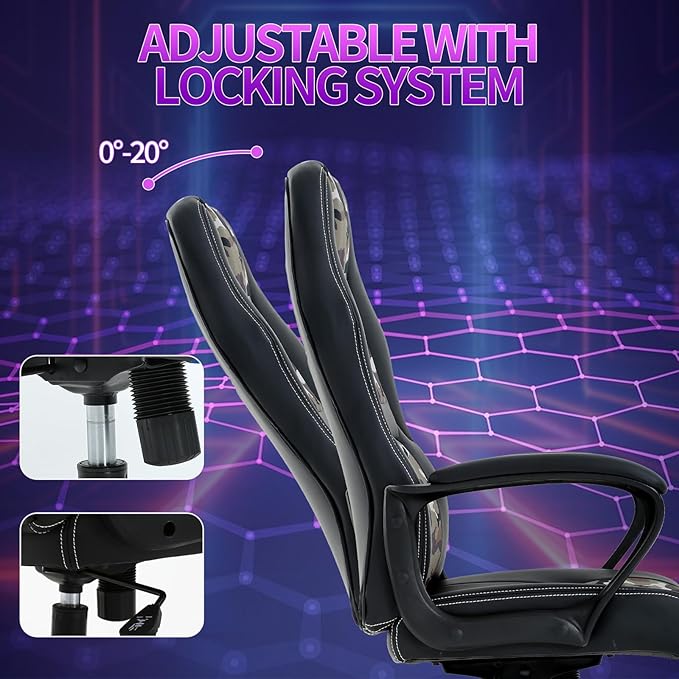 Gaming Chair Office Chair Adjustable Ergonomic High Back Massage Computer Desk Chairs with Lumbar Support PU Leather Racing Chairs Rolling Swivel for Adult &amp TeenCamo