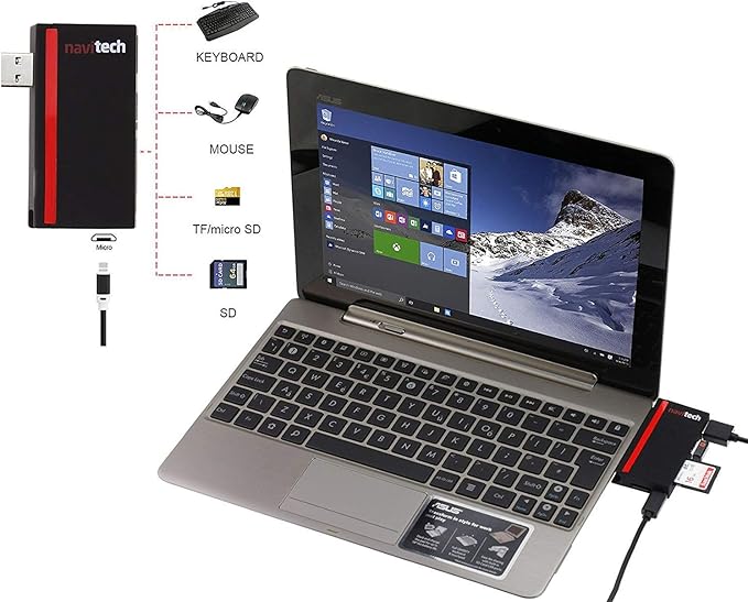 Navitech 2 in 1 Laptop/Tablet USB 3.0/2.0 HUB Adapter/Micro USB Input with SD/Micro SD Card Reader Compatible with HP ZBook Studio G5 15.6 4K | HP ZBook Studio G5 15.6 FHD Mobile Workstation