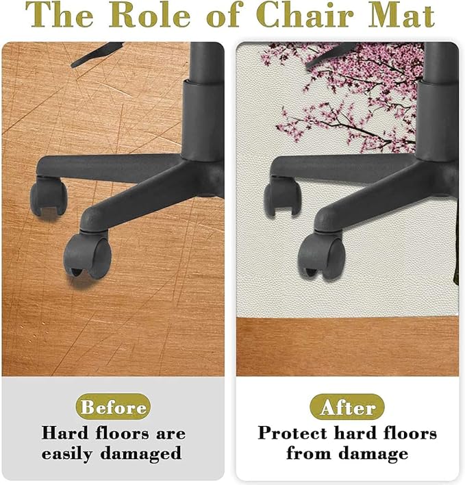 Purple Lilac PU Leather Office Chair Mat for Hardwood Floor Computer Chair Mat Nature Spring Tree for Home/Office Rolling Chair and Computer Desk Love Themed Tree Diameter 59 in