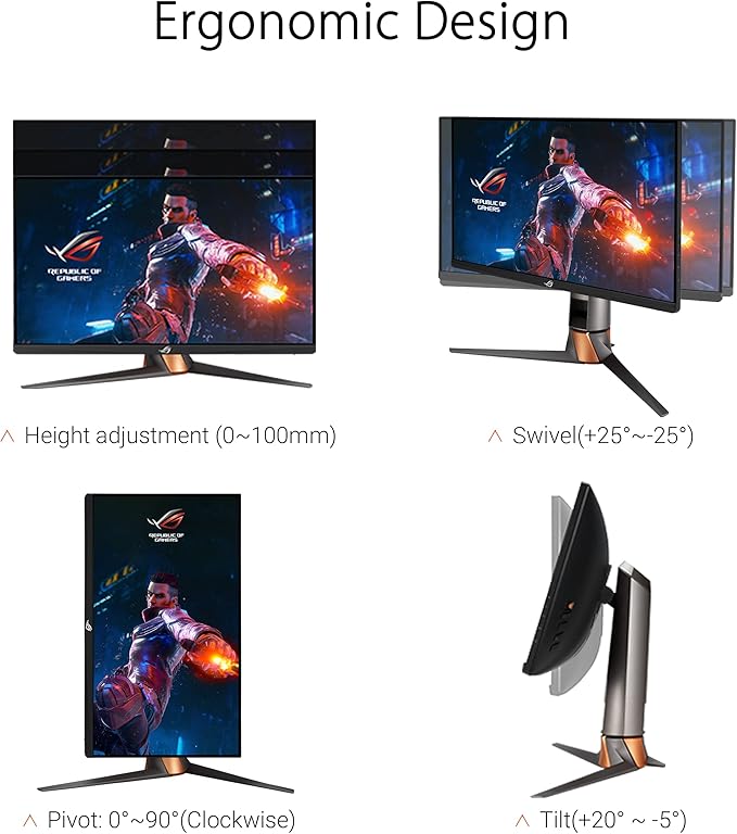 ASUS ROG Swift 360Hz 27” 1440P HDR Gaming Monitor (PG27AQN) - QHD (2560 x 1440) Fast IPS 1ms G-SYNC Eye Care HDMI DisplayPort USB Ergonomic Design VESA Wall Mountable HDR10 DisplayHDR600