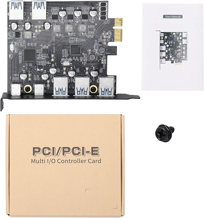 PCIe to USB 3.0 5X USB-A and 2X USB-C Ports Expansion CardPCI Express Internal USB 3 Hub Converter for Desktop PCS Riser Card