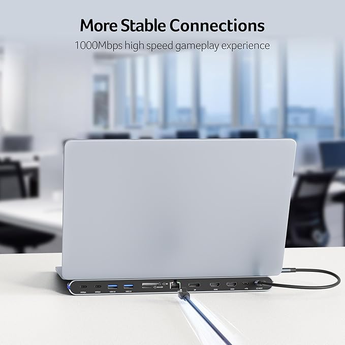 Acer Docking Station 3 Monitors 11-in-1 Laptop Docking Station Stand with DP 8K + Dual HDMI 4K@60Hz Ethernet 10Gbps Data 100W PD SD/TF USB C Dock with Detachable Cable for Acer/Dell/Mac/HP