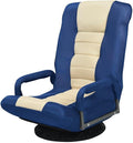 Blue Video Gaming Chair Floor Chaise Lounge Folding Chair 6 Adjustable Backrest Position 360 Degree Swivel Base Iron Frame Suitable For Playing Games Watching TV Reading Books Entertaining Guests