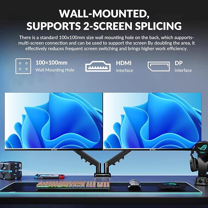 32 Inch 4K UHD Monitor (3840x2160) IPS60Hz Refresh Rate 100% sRGB AMD FreeSync 178° Viewing Angle HDMI/DisplayPort VESA 100x100mm Mount Compatible Tilt Adjustable - Black
