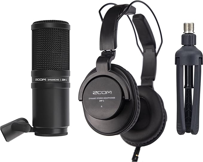 Zoom ZDM-1 Podcast Mic Pack with GFWMICBCBM1000 Microphone Boom Arm and Microphone Pop Filter