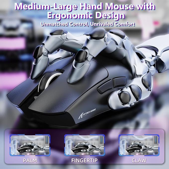 MAMBASNAKE Attack Shark X11SE Lightweight Wireless Gaming Mouse Tri-Mode 2.4G/USB-C Wired/BT 22K DPI PAW3311 Optical Sensor 59g 5 Programmable Buttons 300mAh Battery for PC/Mac(Black)