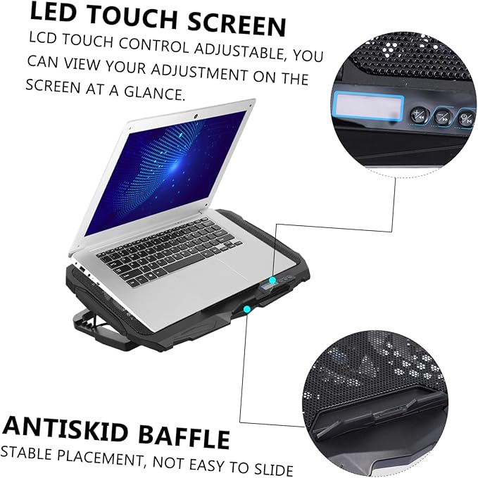 DOITOOL Adjustable Laptop Cooler High-Speed Silent Fan RGB Lighting Design Ventilated Support Stand for Gaming and Work Use Compatible Laptops