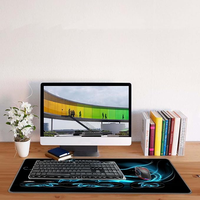 Keyboard Mouse Pad SetLarge Desk Pad+Keyboard Wrist Rest+Mouse Wrist Support+CoasterEasy Typing Pain Relief Non-Slip Wrist Support Mousepad Set Home OfficeBlue Dragon