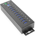 Coolgear 10 Port USB Hub - 5Gbps Speed Surge Protection DIN Rail Mounting Industrial Grade for Tech Labs Warehouses Automation Schools &amp More