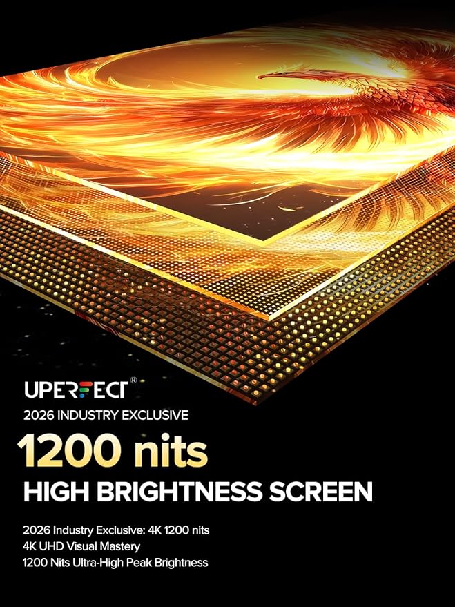 UPERFECT Portable Monitor 4K 16 | 1200 Nits Laptop Monitor | 3840 * 2400 UHD | 1MS FreeSync 2000:1 Contrast | USB-C &amp HDMI | VESA &amp Smart Case | Travel Screen for Computer Mini PC Game Cons
