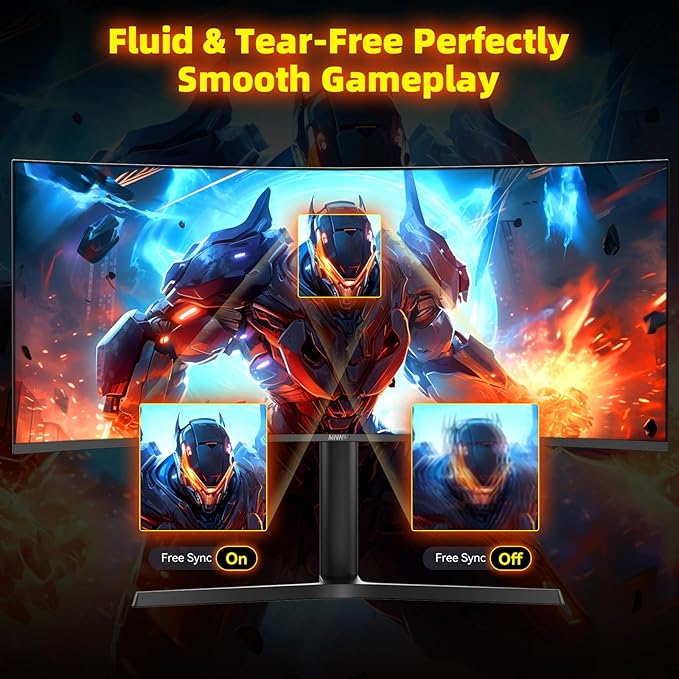34 Inch Ultrawide Gaming Monitor - 21:9 WQHD 3440 x 1440 R1500 Curved Computer Monitor for Gamer 180Hz 1ms AMD FreeSync PIP/PBP Crosshair TÜV Eye Care HDMI 2.0 &amp DP1.4 Tilt/Height/Swivel Stand