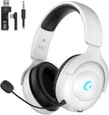 Wireless Gaming Headset for PS5/PS4PCSwitchMac 2.4GHz Gaming Headset with Mic 45H Battery Surround Sound Noise Cancelling Over Ear Headphones Bluetooth 5.3 for Xbox Needs 3.5mm Cable - White