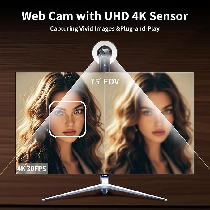 4K Webcam with Light Web Cam with Speaker Dual Noise Reduction Plug and Play Web Camera for Desktop Computer Auto-Focus Privacy Protection Webcam for PC Zoom Skype