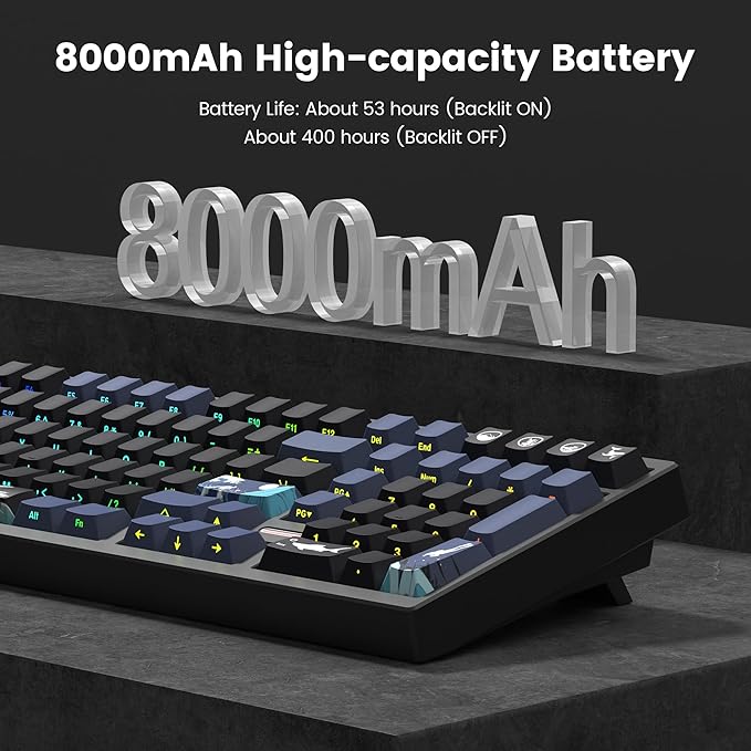 Womier Wireless Gaming Keyboard Mechanical Keyboard 98% Creamy Keyboard RGB Backlit with Number Pad and Volume Knob BT5.0/2.4GHz/USB-C Mode Hot Swappable Custom Keyboard with Linear Switches