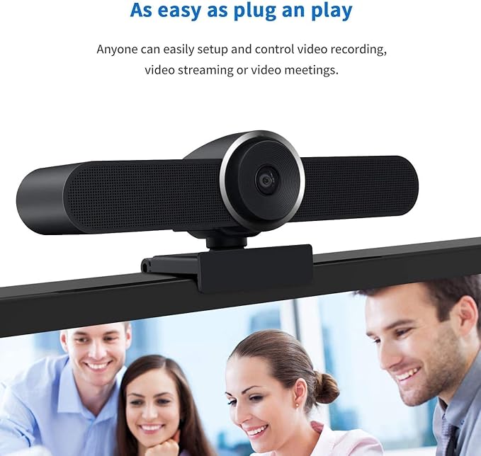 Conference Room Camera with Microphone and Speaker Wide Angle USB Video Conference Camera for Mac PC Laptop Desktop (Black Big)