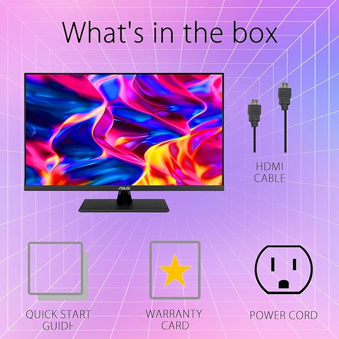 ASUS 32” 4K UHD Monitor 3840 x 2160 IPS Display HDR10 Adaptive-Sync 99% sRGB Built-in Speakers Eye Care DisplayPort HDMI VESA Mountable Professional Desktop Gaming Display - Black
