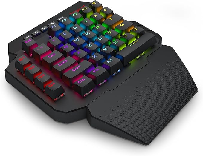 Redragon K758 Wired One-Handed RGB Mechanical Gaming Keyboard 39 Keys Type-C Professional Gaming Keypad w/Upgraded Hot-Swappable Socket 4 Onboard Macro Keys &amp Dedicated Wrist Rest