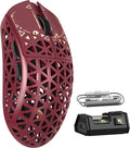 MAMBASNAKE M5 Ultra Carbon Fiber 8000Hz Wireless Gaming Mouse 39g Superlight 42000DPI PAW3950MAX Sensor Nordic 52840 Chip Bluetooth/2.4G/USB-C Wired Mice with Coiled Cable for PC/Mac (Red)