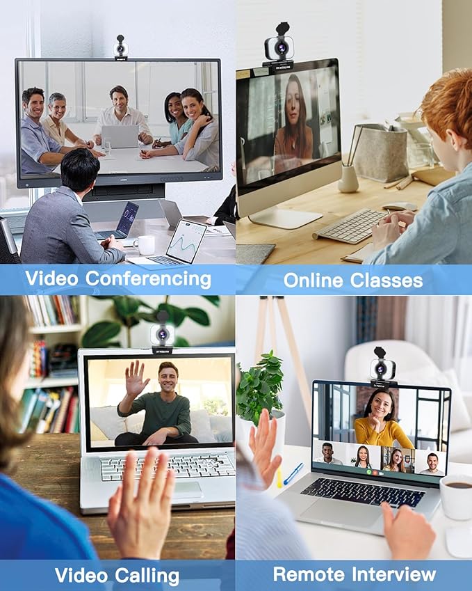 MELCAM 2K Webcam for PC Web Camera with Microphone Light Privacy Cover Plug and Play Autofocus USB Computer Camera for Laptop Desktop PC Mac Zoom Skype Meeting Streaming(Black)