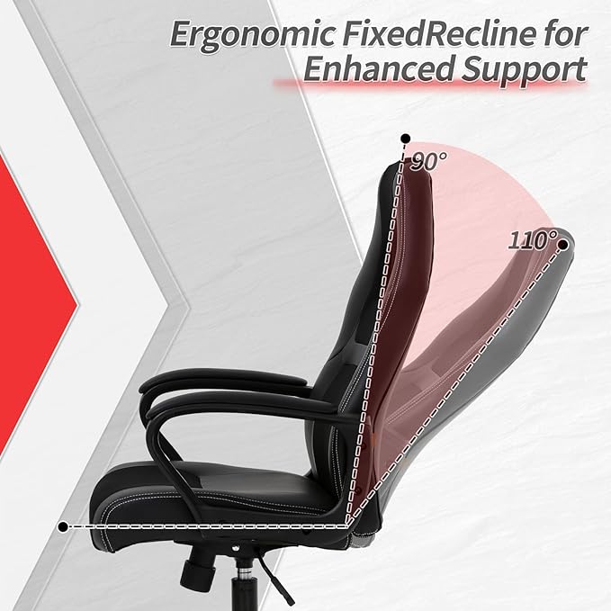 Office Chair Ergonomic Gaming Chair High Back Computer Desk Chair with Lumbar Support Adjustable PU Leather Gamer Chair Comfortable Racing Style for Adults Teens Kids (Classic Version Black)