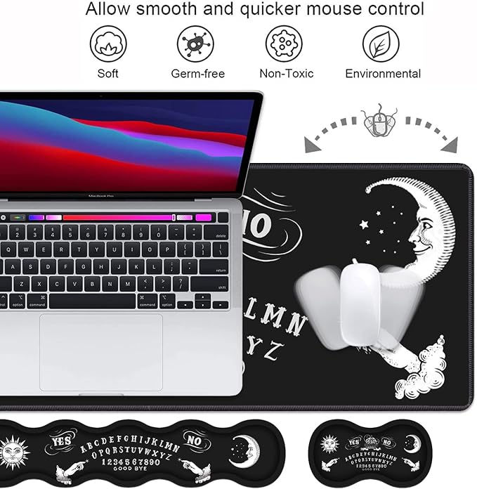 Ergonomic Keyboard Wrist Rest and Mouse Pad Wrist Rest Set Large XXL Gaming Mousepad 31.5x 11.8 Memory Foam Easy Typing Pain Relief Multifunctional Desk Mat for Office &amp Home Ouija Board