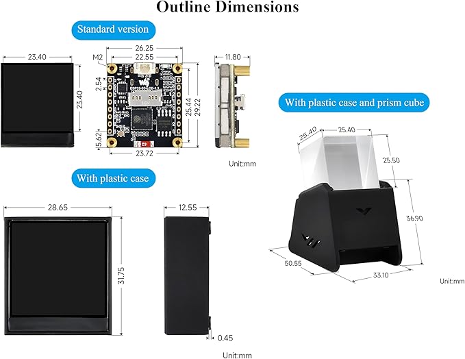 ESP32-S3 1.3inch Display Development Board ESP32 with Display 240x240 Pixels Built-in ST7789V2 &amp 6-Axis IMU 262K Color SPI Communication Supports 90° Hardware Rotation with Case and Prism Cu