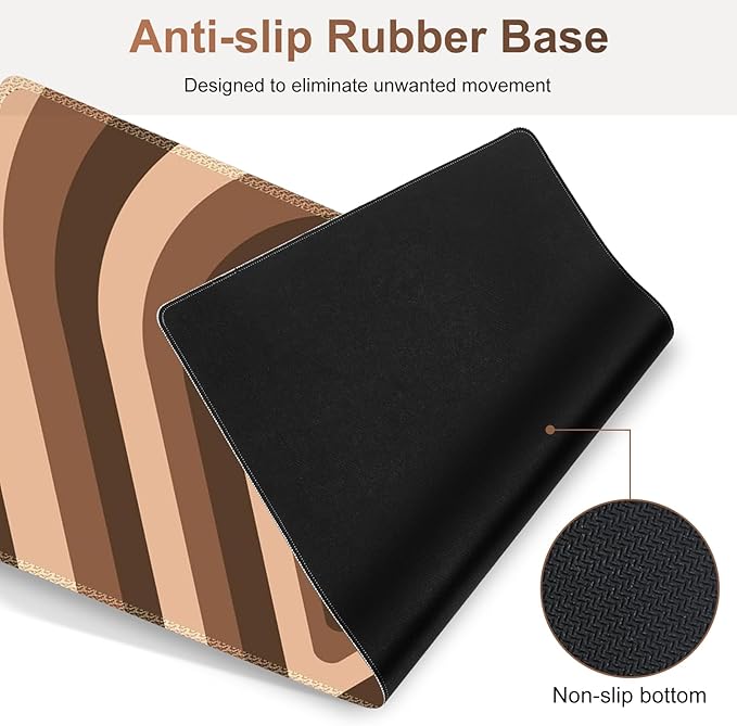 Gaming Mouse Pad Keyboard Wrist Support 4 in1 Mousepad with Wrist Keyboard Rest Computer Desk Mat Non-Slip Desk Pad Protector with Memory Foam Easy Typing Pain Relief I Lovely Brown Hearts