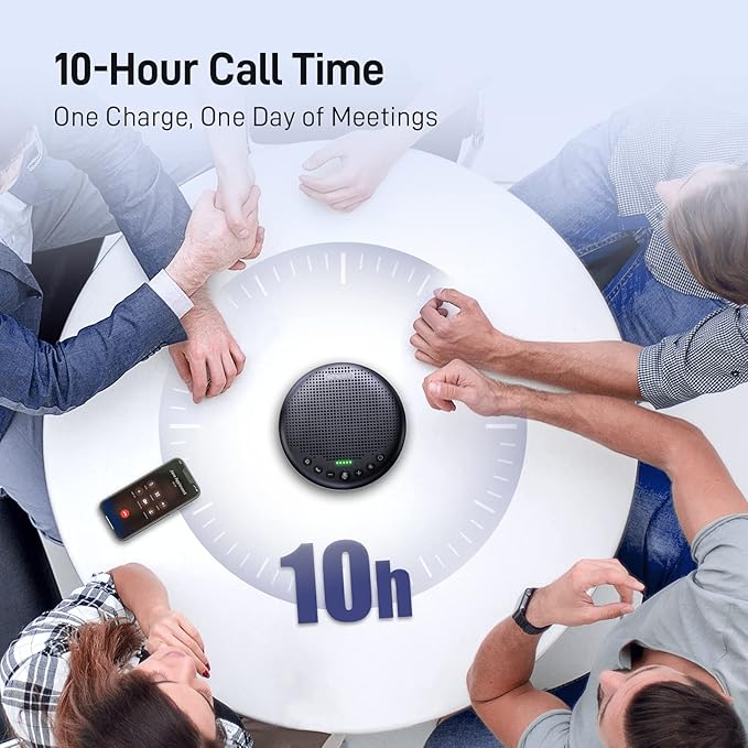 EMEET Conference Speaker and Microphone w/8 Mics 360° Voice Pickup Noise Reduction Bluetooth/USB/Dongle Speakerphone for 10 People w/Daisy Chain for 18 Compatible w/Leading Platforms 2025 Version