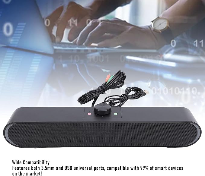 SUNGOOYUE Desktop Speaker PC Soundbar Compact Computer Speaker 3.5mm USB Sound Input with Bass Technology for Laptop Tablet Phone Smart Devices