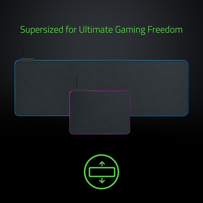 Razer Goliathus Extended Chroma Gaming Mousepad: Customizable Chroma RGB Lighting - Soft Cloth Material - Balanced Control &amp Speed - Non-Slip Rubber Base - Classic Black