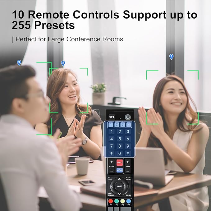 PTZ Camera 4K 12X Optical Zoom Conference Room Camera HDMI USB3.0 LAN PoE AI Auto Tracking 1/2.8 8.29MP CMOS Sensor 255 Presets for Church Worship Live Streaming Business Video Conference