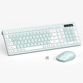 Wireless Keyboard and Mouse Combo Full-Sized Wireless Keyboard and Adjustable DPI Mouse 2.4GHz USB Receiver Keyboard and Mouse for PC Windows Desktop Laptop (Mint Green and White)