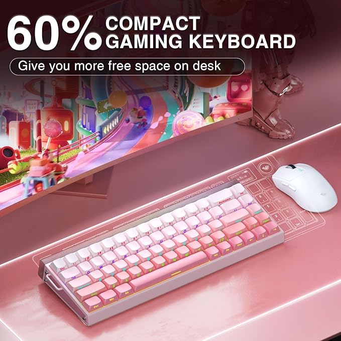 AULA Hero 68 HE 60% Wired Gaming Keyboard Hall Effect Magnetic Switch Keyboard with Adjustable Actuation Fast Trigger Mode 8K Hz Polling Rate 0.125ms LatencyRGB Backlit Side Printed PBT Keycaps