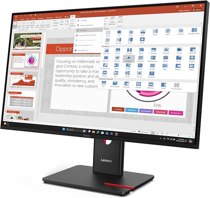 Lenovo ThinkVision T27-40 27-inch FHD IPS Monitor – 120Hz 1920x1080 99% sRGB Natural Low Blue Light Ergonomic Height Adjustable Stand with USB Hub HDMI DisplayPort VESA Mount – W/MAJ Deskpad