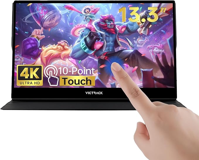 Victrack 4K Touchscreen Portable Monitor 13.3 Ultra UHD Designed for Handheld Gaming pc Style as ASUS Rog Ally Lenovo Legion go 100% RGB IPS Computer Gaming Display HDR Monitor Cover