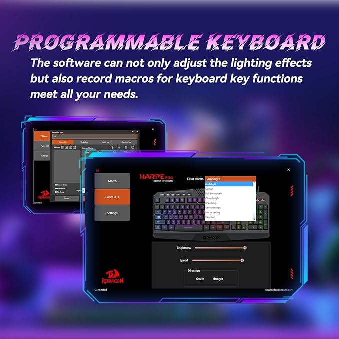 Redragon Updated Programmable Gaming Keyboard and Mouse RGB Backlit Keyboard Mouse with Software Independent Macro Record Keys Value Combo Set White - S101-3 PRO