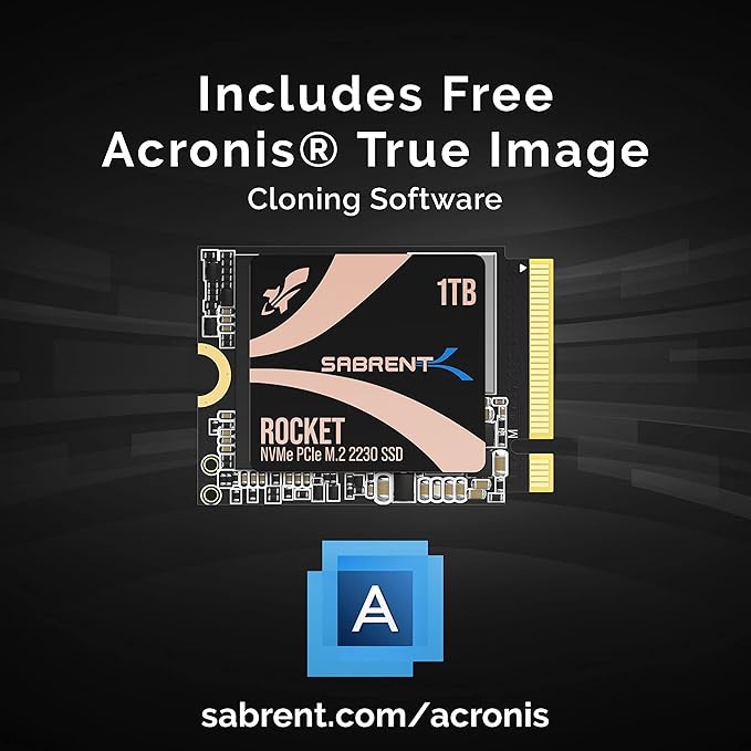 SABRENT Rocket 2230 1TB NVMe SSD – PCIe Gen4 M.2 2230 Internal SSD for Steam Deck Surface Pro ROG Ally – Up to 5000 MB/s Gen4 x4 Speed DRAM-Less HMB Design [SB-2130-1TB]