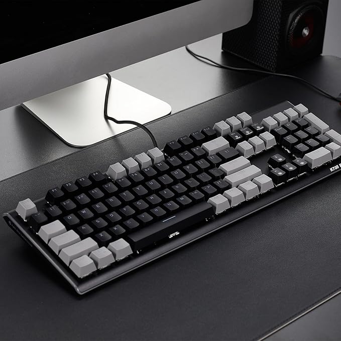 Hexgears GK735 Wired Full Size Mechanical Keyboard Aluminum Housing Built for Gamers w/Kailh Box White Switch White Backlit + Surrounded by RGB Light Strip 104 Keys Gaming Keyboard for PC/Mac