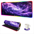 AIMSA RGB Mouse Pad LED Gaming Mouse Pad with 14 Lights Modes Non-Slip Rubber Base Computer Carpet Desk Mat for PC Laptop (35.4 x 15.8 inch) Purple Blue Nebula