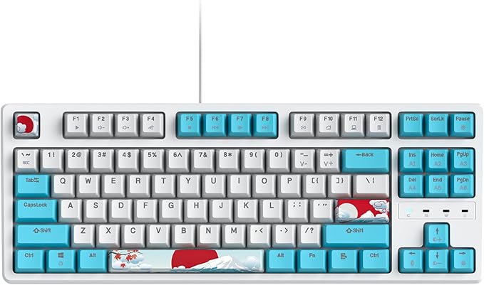 75 Percent Mechanical Keyboard 87 Keys RGB Backlit Gaming Keyboard TKL Compact Wired Keyboard with Red Switches for Windows Laptop PC PS4 PS5 Xbox Gamer (87 Sea/Red Switch)