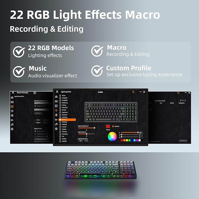 ZORNHER ZH980 Silent Mechanical Keyboard95% Black &amp White Silent Gaming Keyboard with Number PadLighted Up PBT KeycapsKeyboard Quiet Silent SwitchesHot-SwappableRGB Backlit